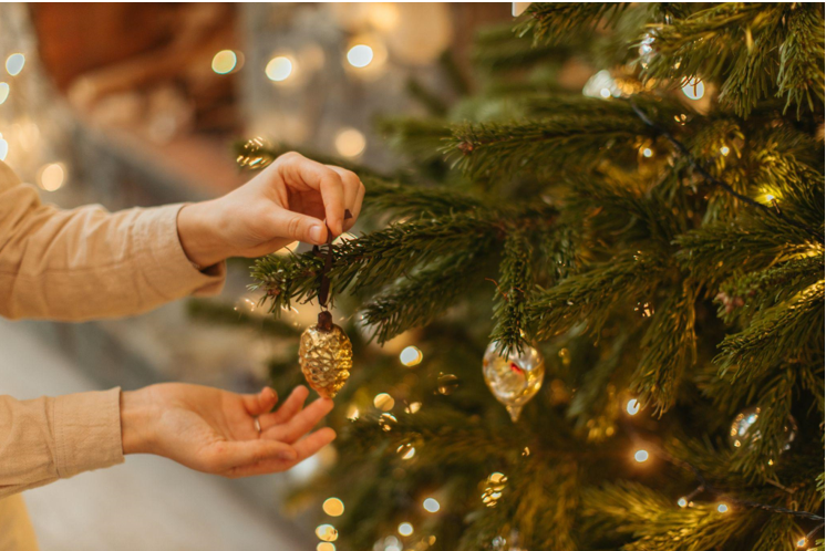 Decorate a Christmas Tree with Lights & Pink Ornaments